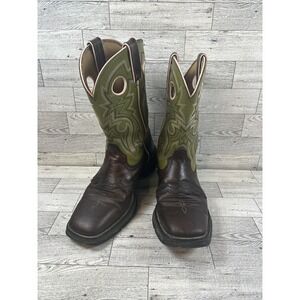 Durango Lady Rebel Western Boots 6.5M Brown Green Pink‎ Leather Mid-Calf RD3573